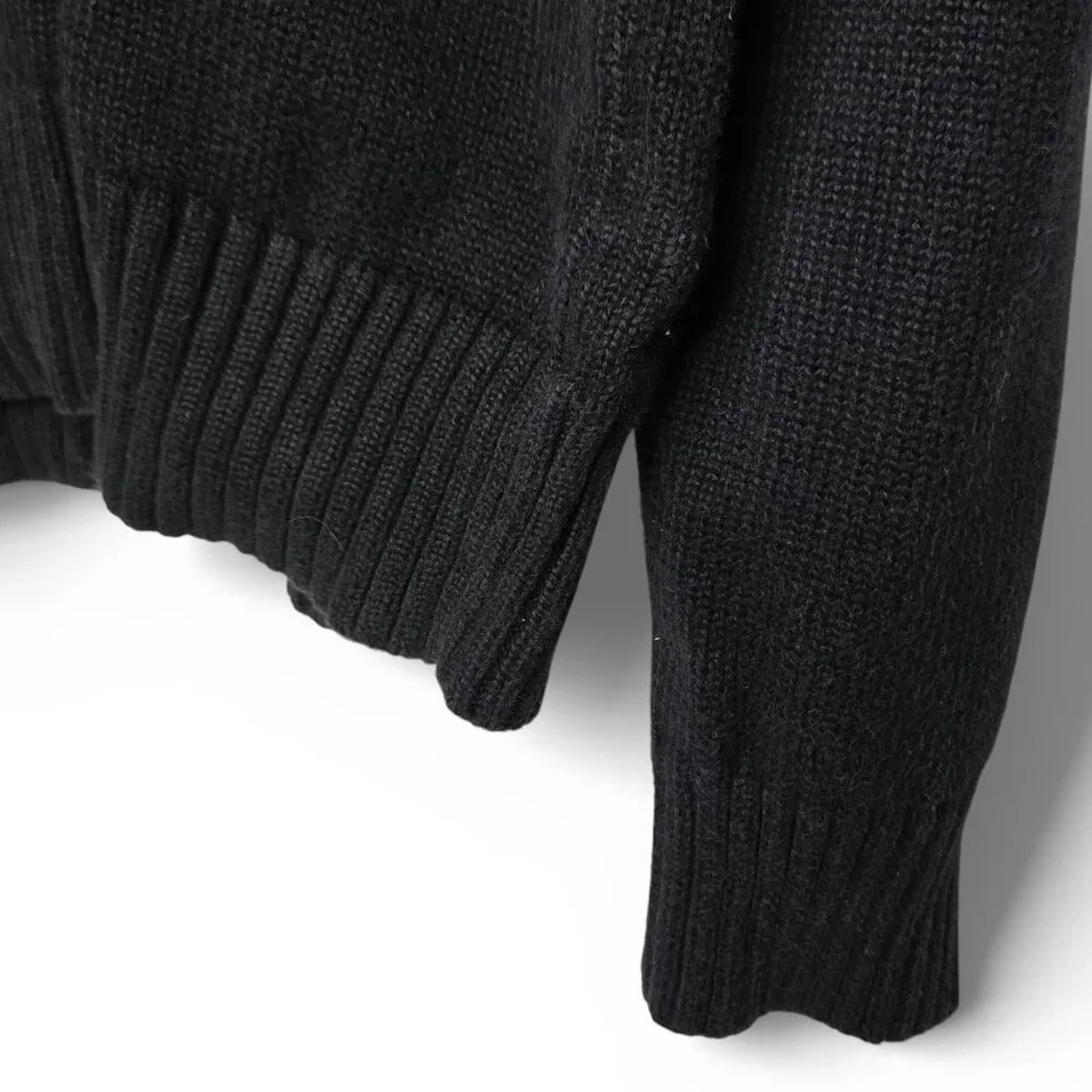 Polo Ralph Lauren Quarter Zip Pullover Sweater Men Black Knit Purple Pony‎ XL